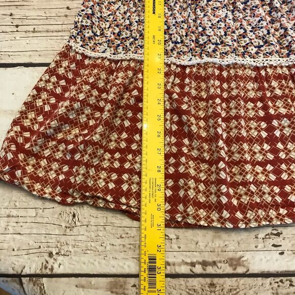 Umgee Womens Tiered Mix Print Floral Boho Tunic Mini Dress Size Small - Picture 10 of 14